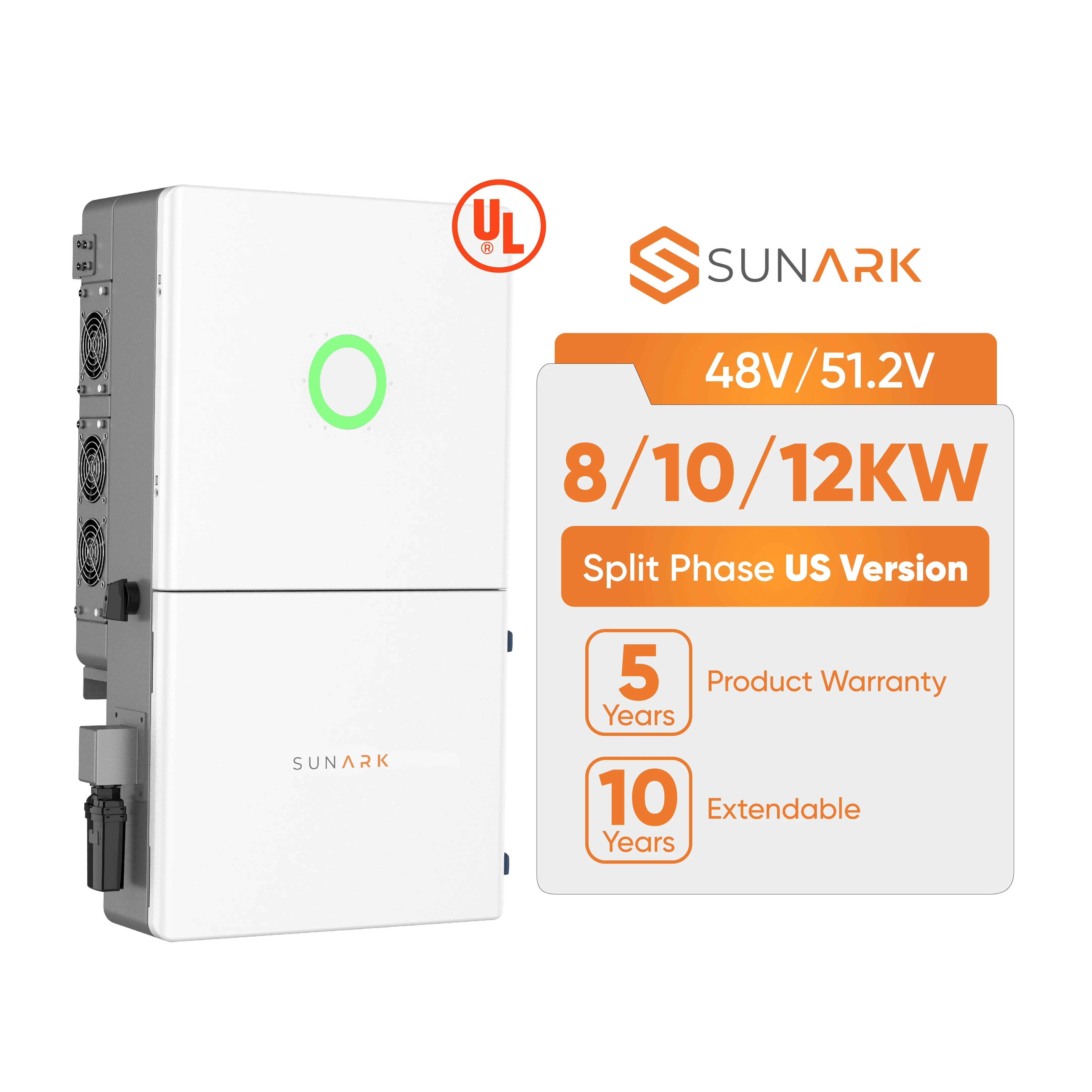 SunArk Split Phase Hybrid Solar Inverter 8KW 10KW 12Kw on Off Grid Pure Sine Wave Pv Inverters