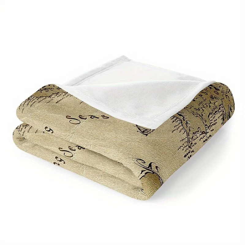 1pc 3D Printed Earth World Map Flannel Throw Blanket - Super Soft Plush Microfiber Polyester view 3