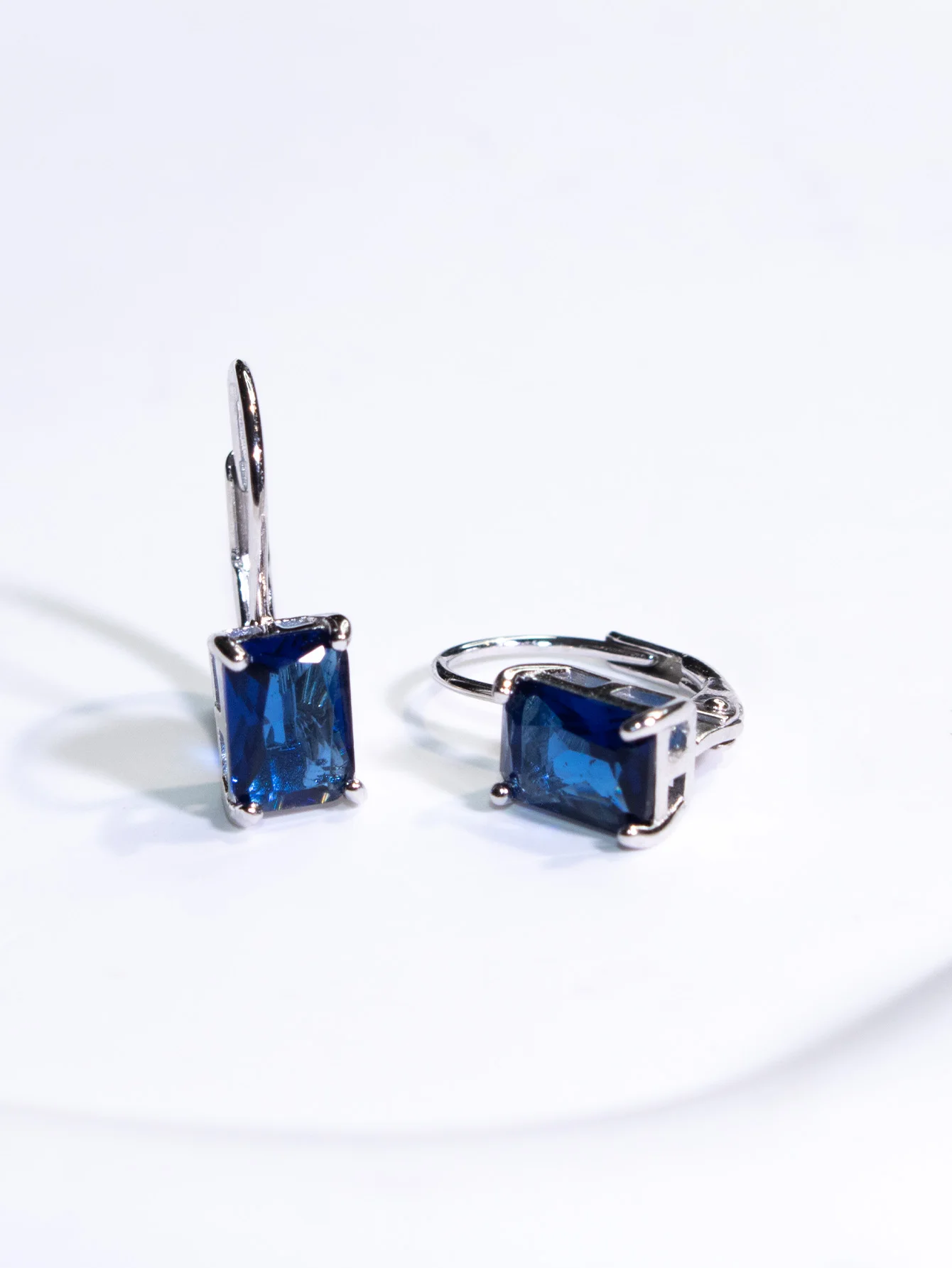 Sapphire Blue Clip Earring Silver 925 Earrings Cushion Earrings for Woman Engagement Fashion Jewelry