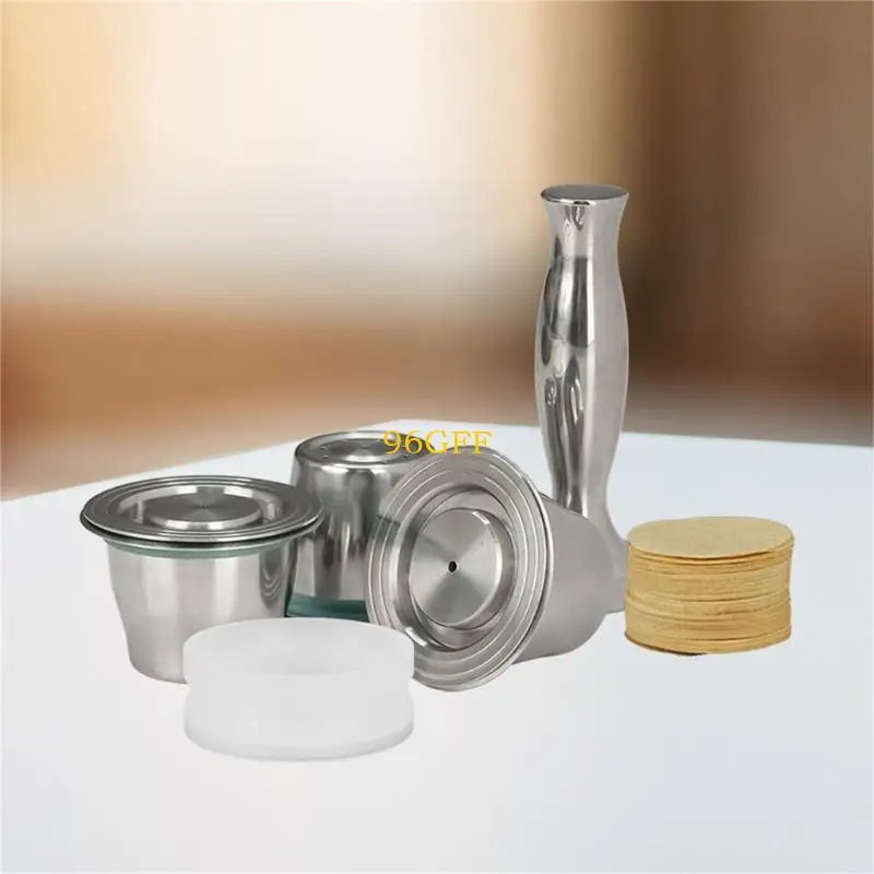96GF Multifuntional Coffee Pods Brewing Filters Dosing Tool Stainless Steel and Plastic Texture for Coffee Enthusiasts