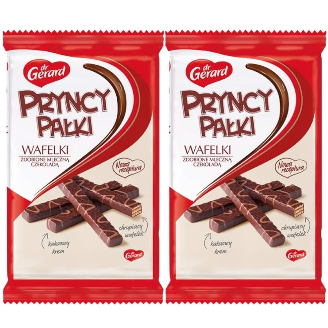 Dr Gerard  PryncyPałki Wafelki zdobione mleczną czekoladą 200 g x 2 sztuk
