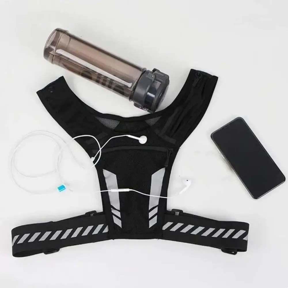 

Lightweight Reflective Running Backpack Zipper Pocket Adjustable Strap Sports Running Vest Workout Cards Bag