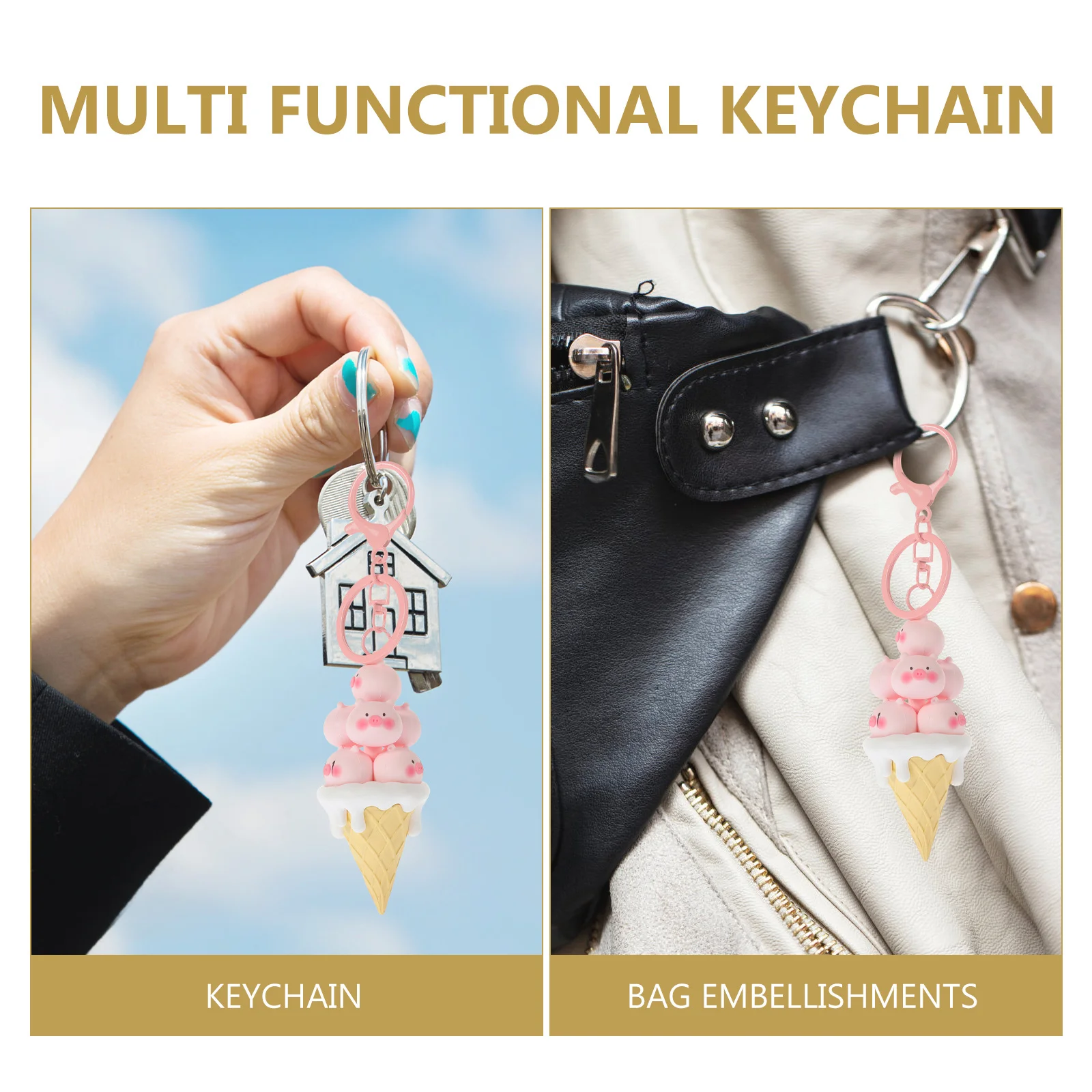 

Ice Cream Pvc Keychain Diy Pendant For Bag Gifts For Boyfriends Birthday Car Key Ring Decor Kawaii Accessories Crafts Gift