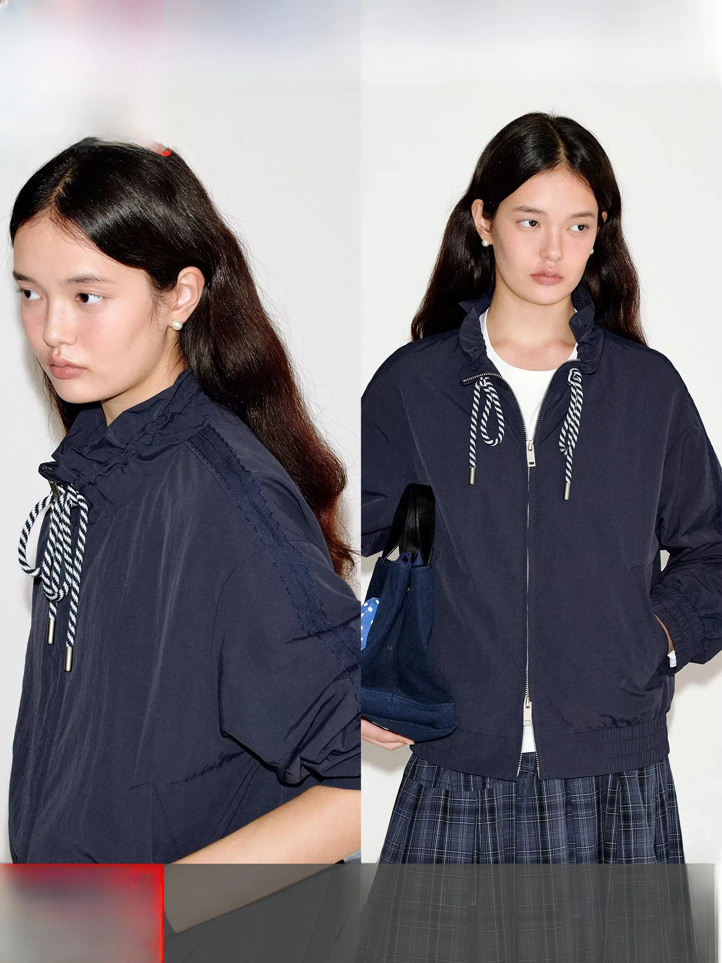 

Женская хлопковая куртка Fano Sweet Cool с воротником-стойкой, кружевными вставками и двойной молнией, весенняя верхняя одежда для девушек