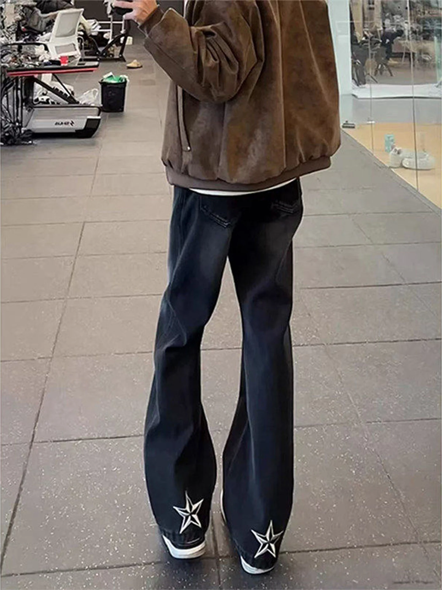 

American High Street Star Embroidery Flared Jeans Men Spring CleanFit Slim Straight Knife Pants Youth Faion Jeans