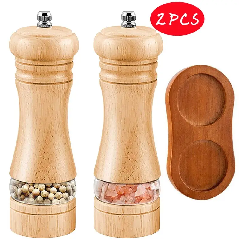 6 Inches Zout En Pepermolen Sets Pepermolen Handleiding Vers Gemalen Kruiden Fles Keramische Kern Massief Houten Pepermolen