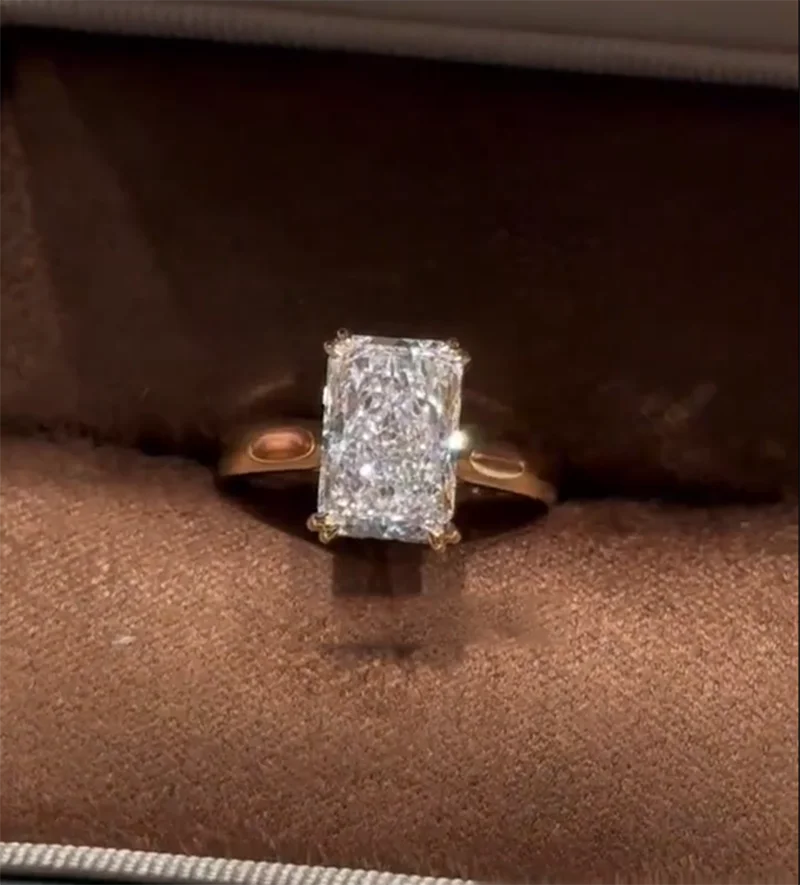 3カラット ソリッド 14K イエローゴールド ラボグロウン ダイヤモンドリング IGI ラディアントカット D VS1 結婚指輪 婚約指輪 工場直販