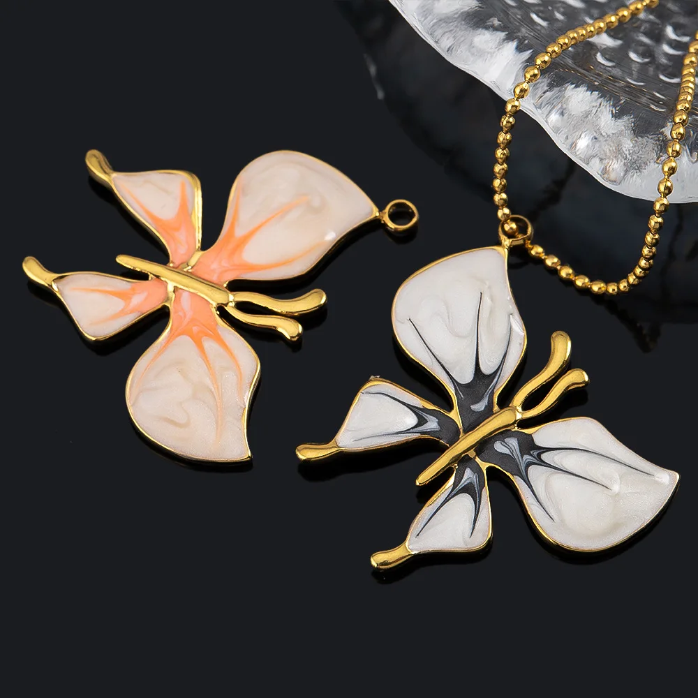 10 قطعة/الوحدة الفولاذ المقاوم للصدأ قلادة فراشة ملونة DIY مجوهرات اكسسوارات