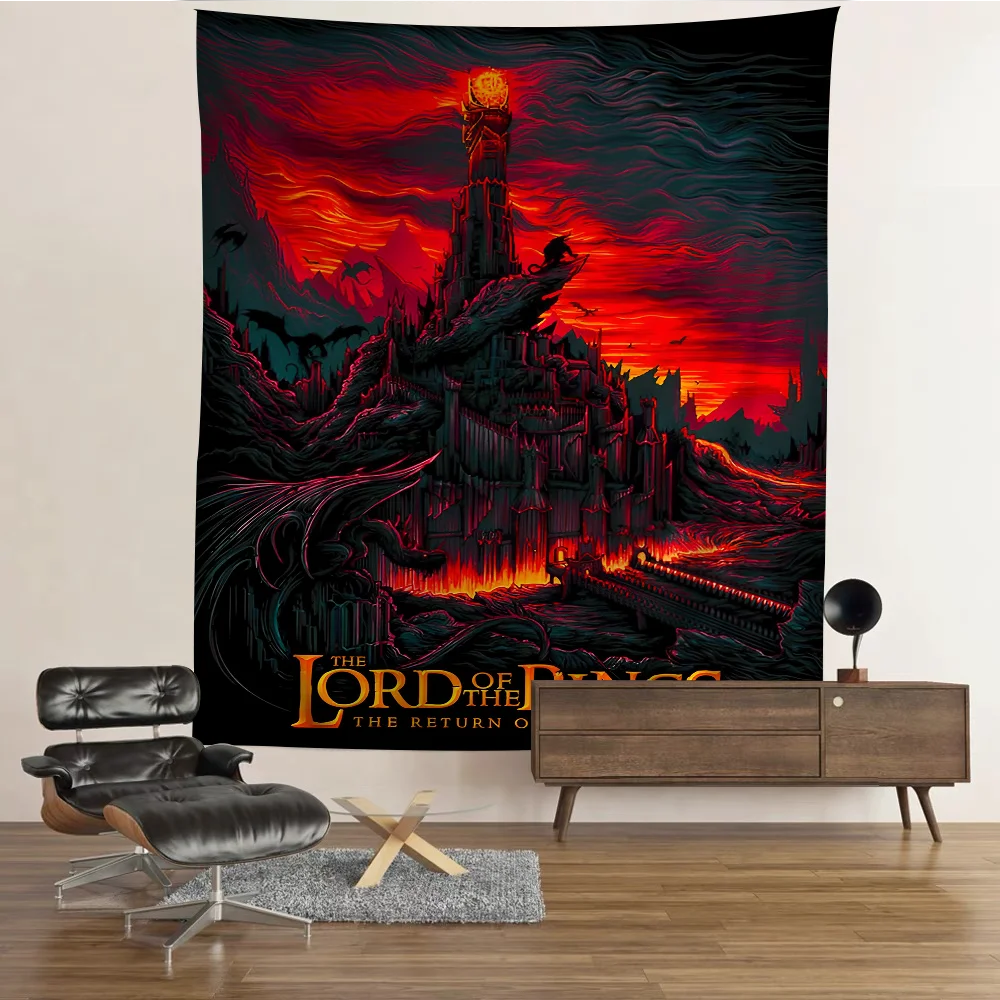 L-Lord O-Of T-The R-Rings Printed Large Wall Tapestry Indian Buddha Wall Decoration Witchcraft Bohemian Hippie Decor Blanket