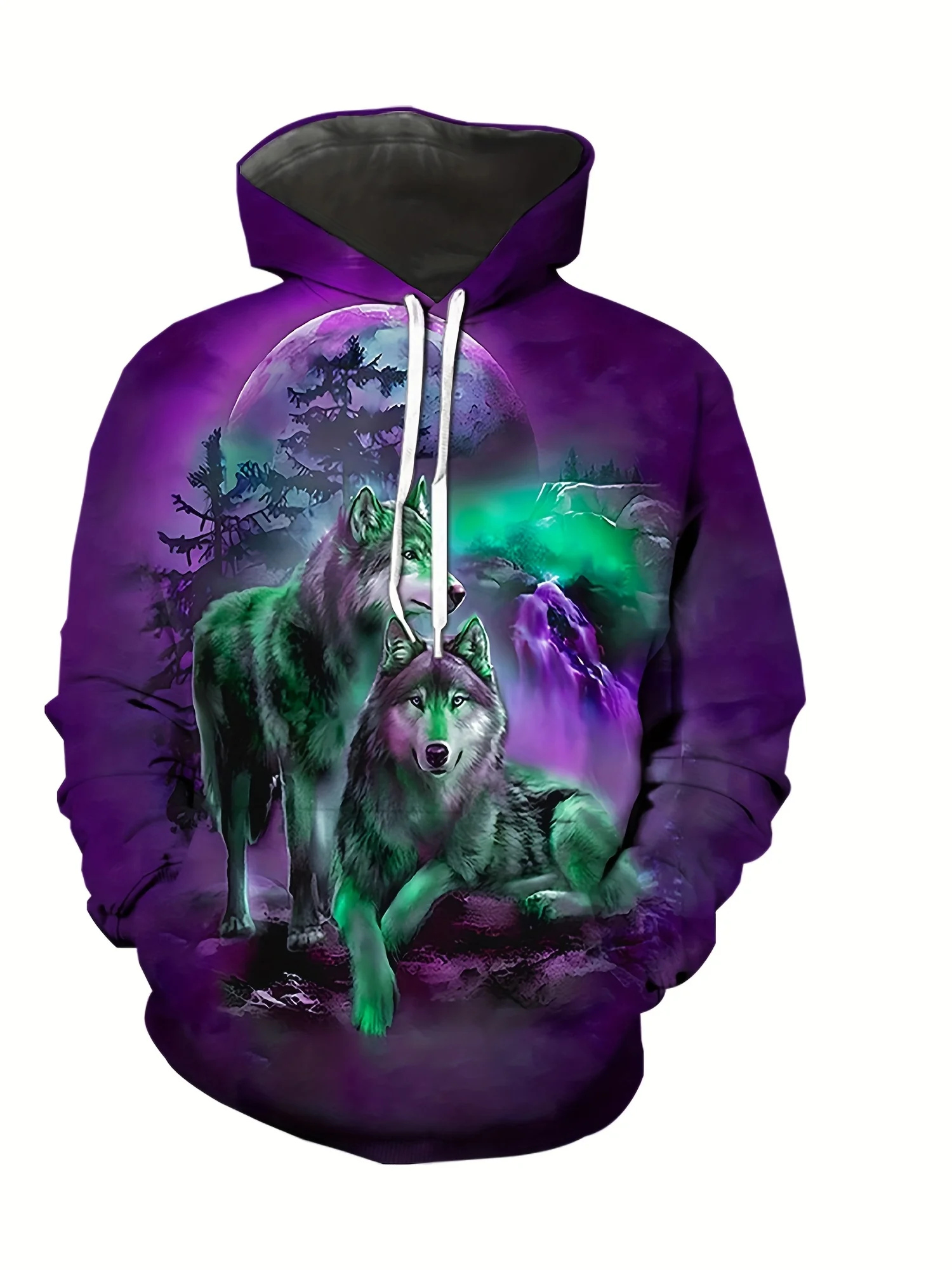 Herren-Kapuzenpullover in Übergröße mit Wolf-Print, bequem, mit Kängurutasche, lässiger Freizeit-Stil, Damen-Kapuzenpullover, Kinder-Kapuzenpullover