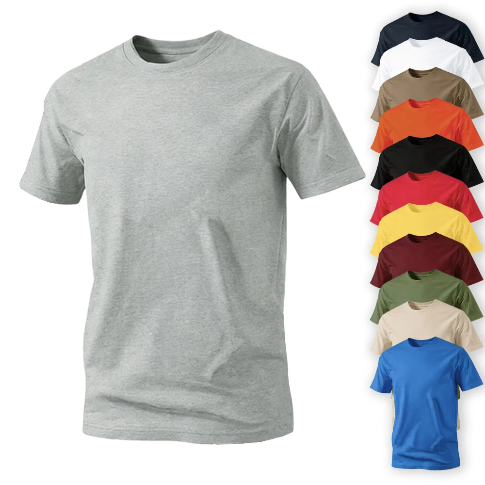 Mens Solid Vacation Cotton T-Shirts O-Neck Fashion Clothing Casual Basics 20 Colour Short Sleeve Unisex All-match Retro Top