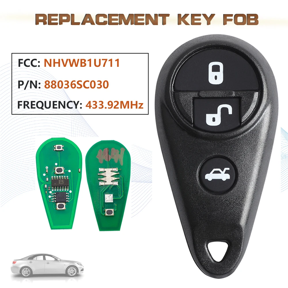 KEYECU 433MHz FCC:NHVWB1U711-Mexico Smart Remote Key Fob 4B PN:3495A-WB1U711 for 1999-2004 Subaru Forester Impreza Outback