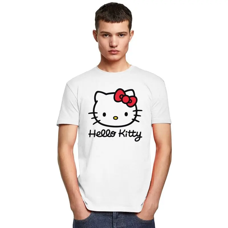 Male Sanrio Hello Kitty T Shirt Short-Sleeve Cotton Tshirt Cool T-shirt Casual Tee Tops Slim Fit Clothes