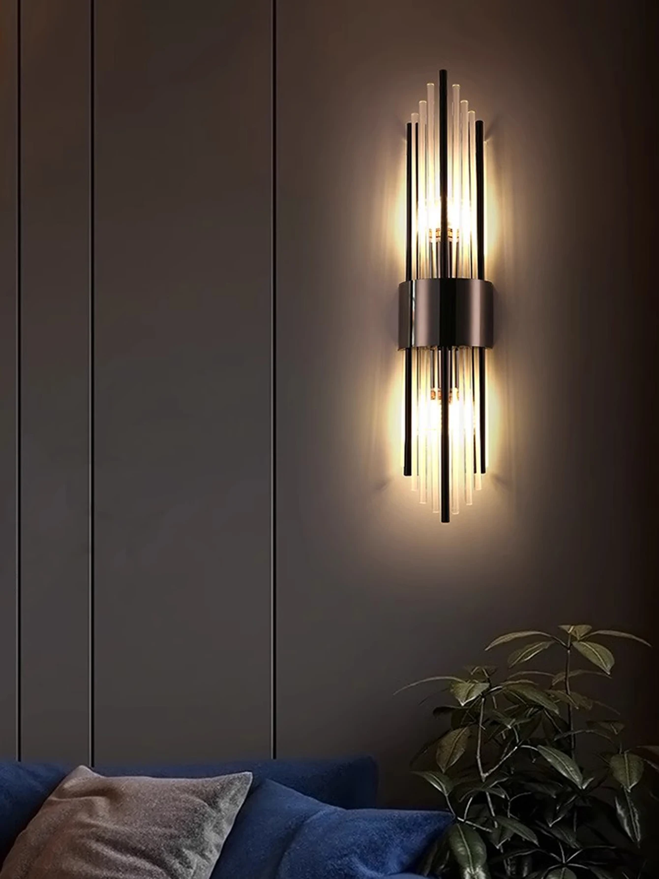 Gold/Black Stainless Steel Crystal Wall Sconce,Suitable for living room,bedroom,kitchen,home decoration lamps and lanterns