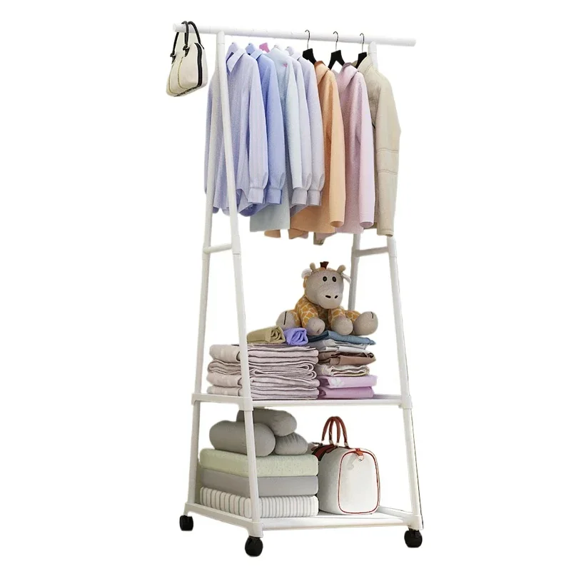 ราวแขวนเสื้อผ้าสามเหลี่ยมพร้อมรอกประหยัดพื้นที่ห้องนอนCoat Standชั้นแขวนราวแขวนผ้าสําหรับห้องโถงEasy Mobility