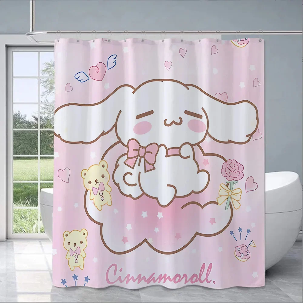 Leuke Cinnamoroll Douchegordijn Waterdicht Polyester Stof Verf Kleurrijke Badgordijnen Thuis Badkamer Decor Gordijn Met Haak