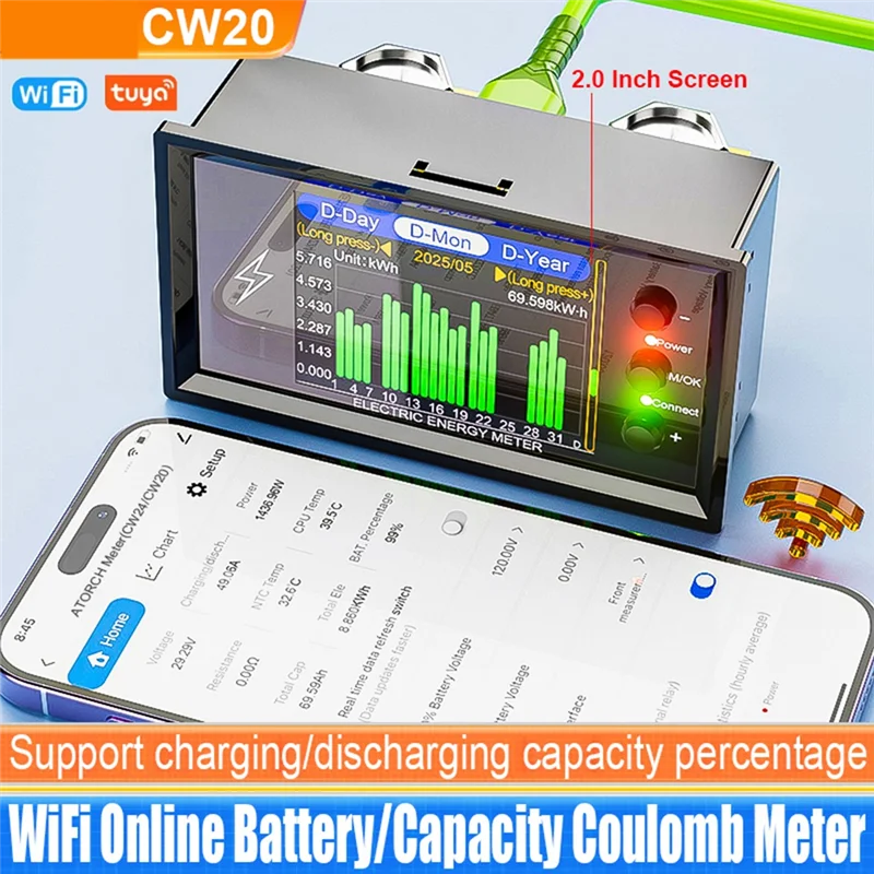 A73E-DC0-420V 600A/420V Digital Lithium-Batterie Kapazität Tester Wifi Tuya Smart DC Display Spannung Coulomb Meter