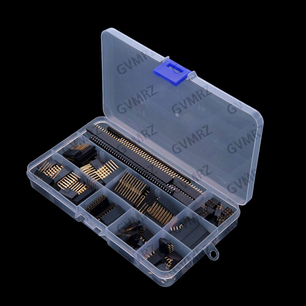 112PCS female male pin headers 2.54mm  bent pins PCB board combination kit single and double row female pin headers straight