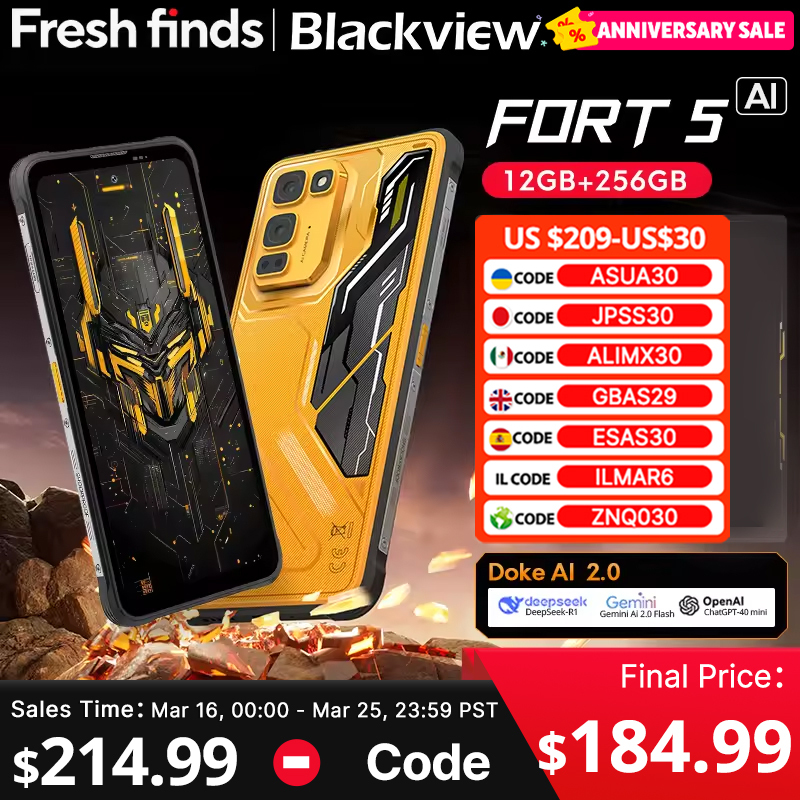  Blackview Fort 5 Rugged SmartPhone 6.78-inch 2.4K 120Hz Display 108Mp Camera 2W BOX Speaker IP68&IP69K 