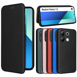 Per Redmi Note 13 custodia in pelle Flip in fibra di carbonio 4G per Xiaomi Redmi Note 13 4G portafoglio magnetico aziendale Slot per schede Cover sottile