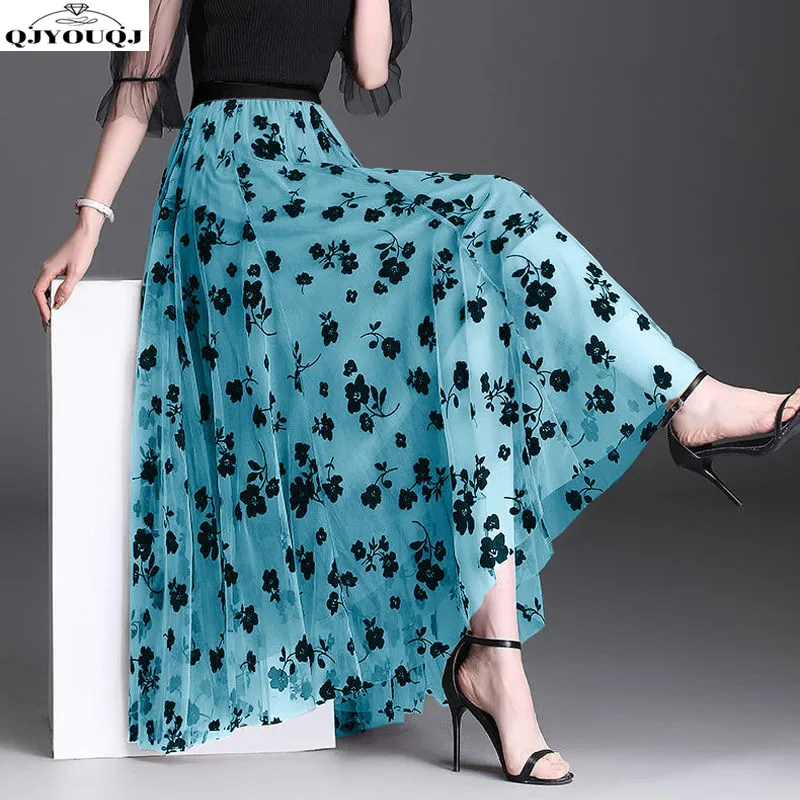 

2024 High End High Quality Yarn Skirt 720 Degrees Exquisite Print Color Long Skirt Fashion Slim Fit Half Skirt