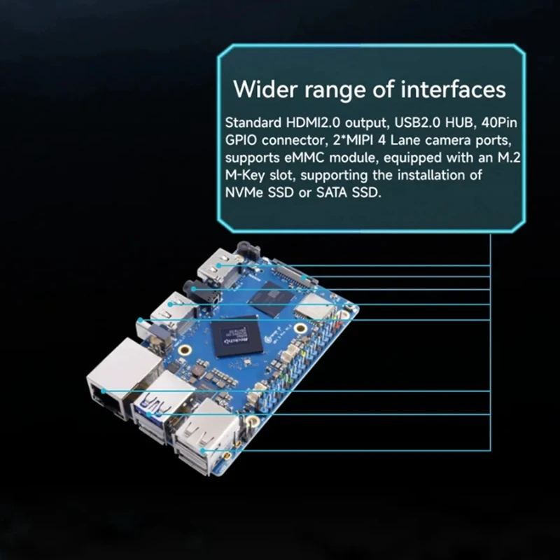 For Orange Pi 5 Pro RK3588S 16GB RAM DDR5 Gigabit Ethernet Wifi+BT SBC Single Board Computer Mini PC Development Board