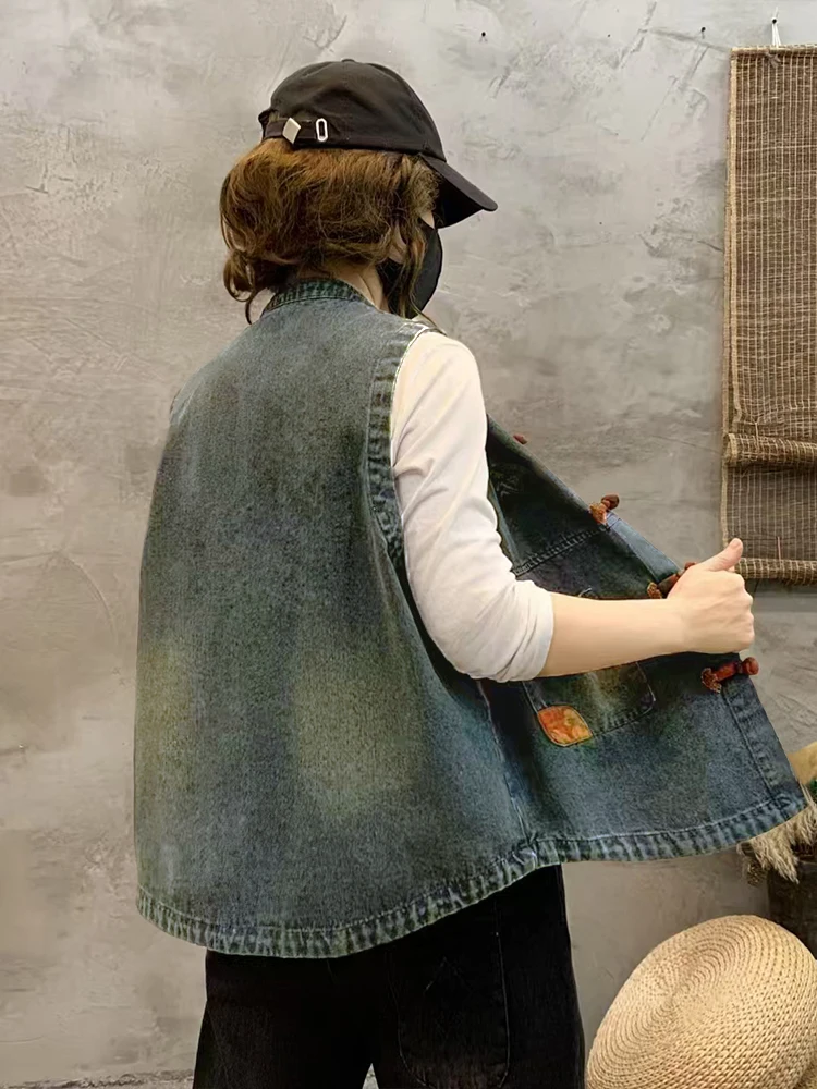 Max LuLu-Gilets en denim pour femmes, gilets classiques décontractés, vêtements vintage, mode chinoise, automne, 2024