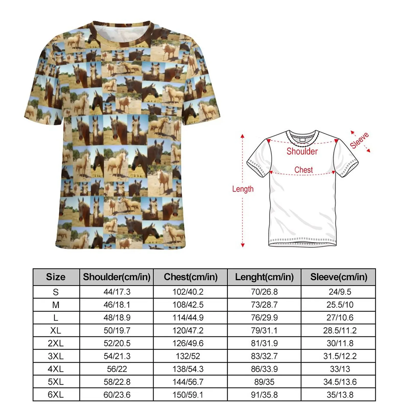 Palomino Horse Photo T Shirt Man Animal Print EMO T-Shirts Beach Novelty Tees Short Sleeves Print Oversized Tops