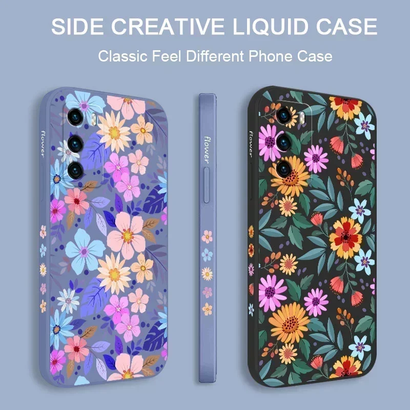 Showy Flowers Phone Case For Huawei P40 P50 P30 P20 Pro Lite Nova 5t Y7A Mate 40 30 20 Pro Lite Liquid Silicone Cover