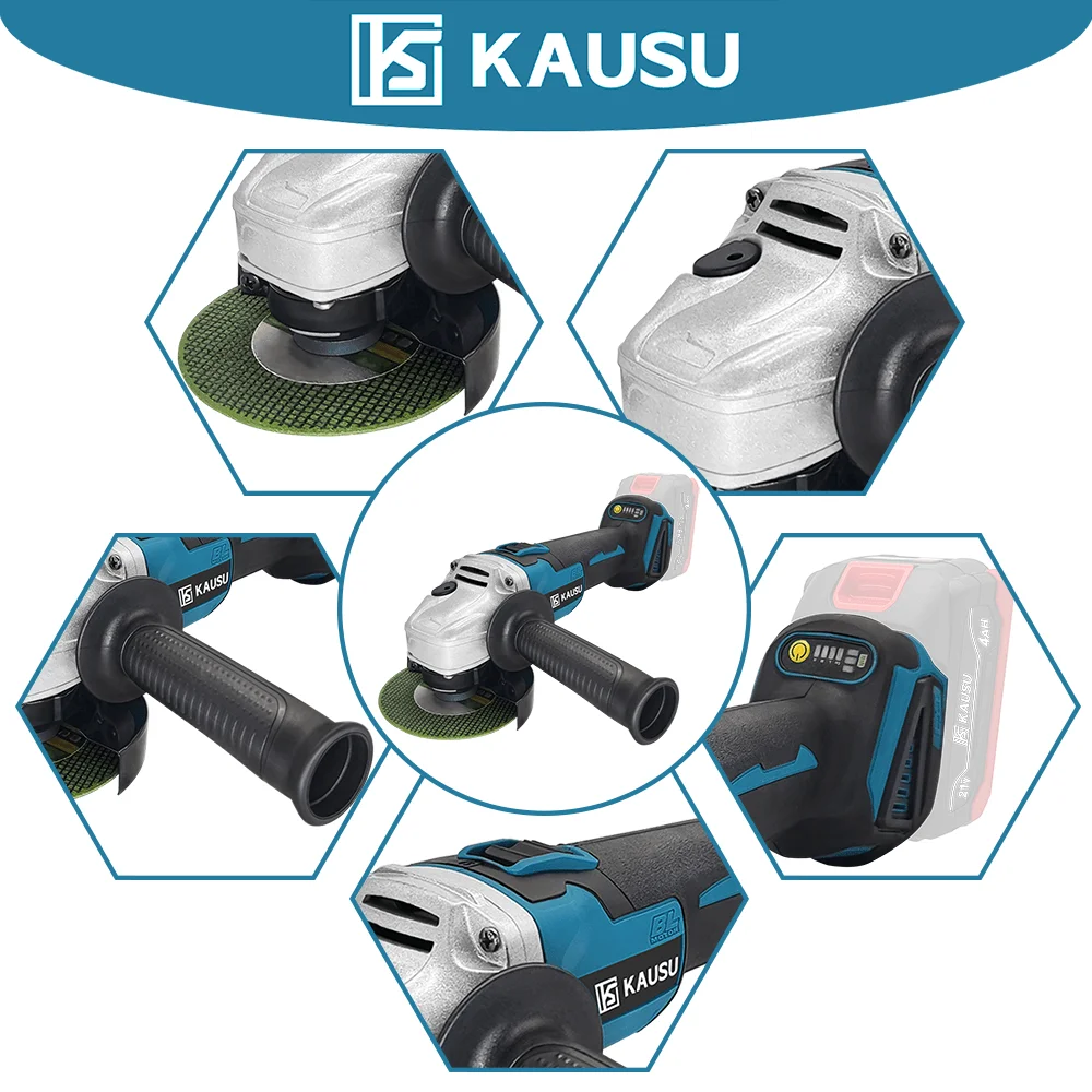 Bürstenloser 100 mm elektrischer Winkelschleifer, verstellbar, M10, wiederaufladbar, Schleifen, Schneiden, Holzbearbeitungswerkzeuge für Makita 18 V Akku