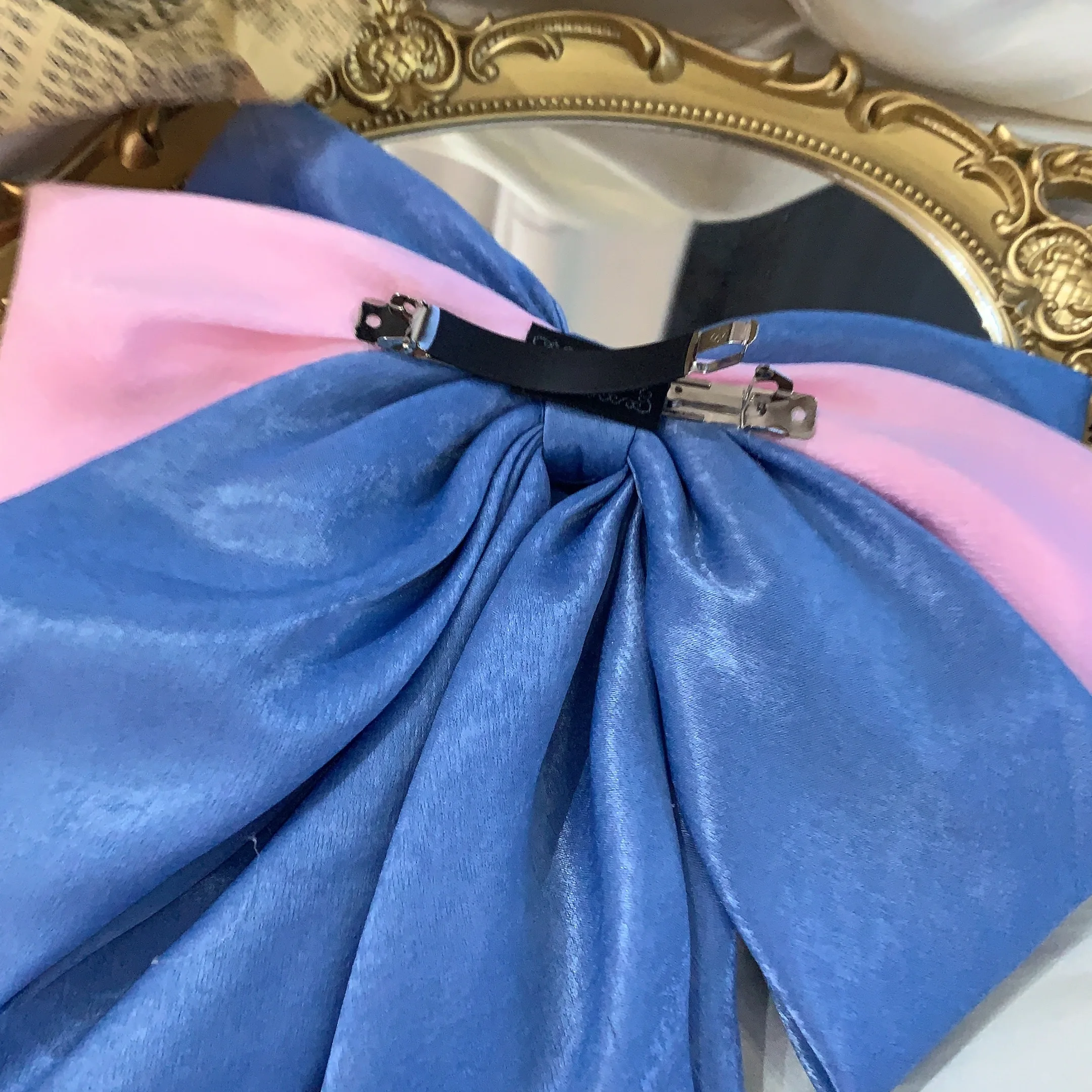 Exaggerate and oversized Satin Bow Hair Clip for Women Girls Long Ribbon Barrette Hairpin Color block KoreanHair Accessories