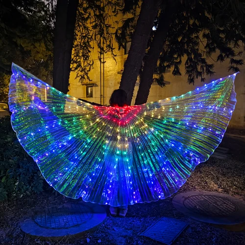 Imagen 2 del producto Isis Wing LED capa colorida de neón para adultos y niños, bailarines, alas de mariposa luminosas LED, accesorios para actuación en escenario, traje de danza del vientre