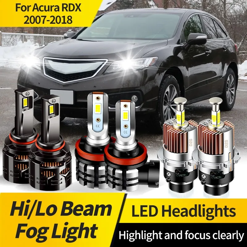 

2PCS For Acura RDX 2007-2018 D2S 9005 LED Headlight Bulb HB3 White LED Hi/Lo Beam H11 Fog Light HID Xenon/Halogen Replacement