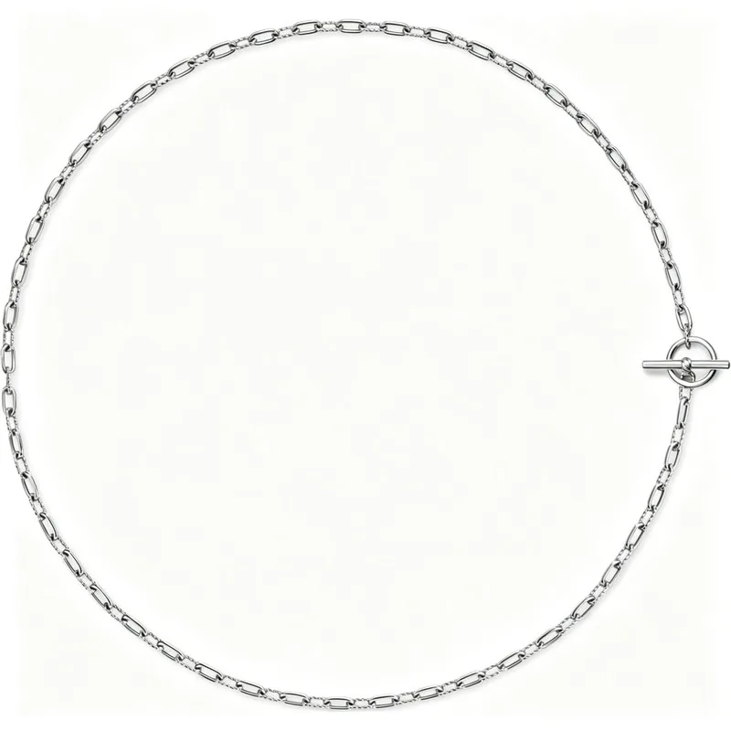 Women Alloy Toggle Chain Necklace 3mm, Silver Tone Chunky Link Chain with Toggle Clasp, Minimalist Daily Party Jewelry Gift