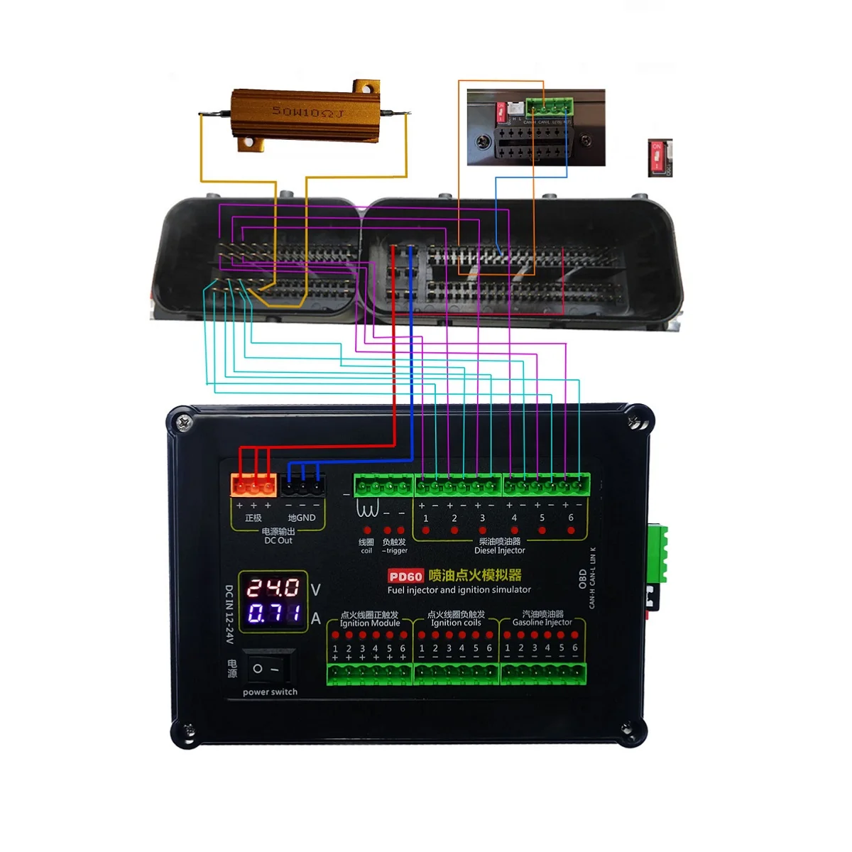 PD60+ Fuel Injection Ignition Simulator Testing Equipment ECU Maintenance Platform Gasoline And Diesel Vehicle Computer Board