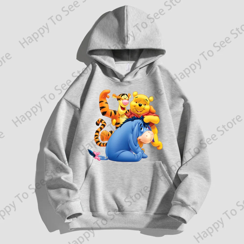 Disney Winnie The Pooh Cartoon Sweatshirts Women\'s Autumn Pullover Winnie The Pooh Tigger Long Sleeve Loose And Comfortable Tops