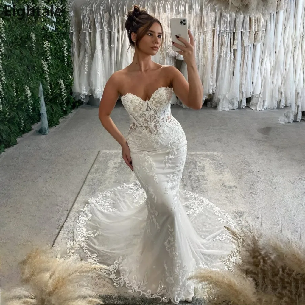 Eightale Luxury Mermaid Ivory Sweetheart Wedding Dresses 2025 Bridal Gowns Appliques Lace Robe De Mariage Customized