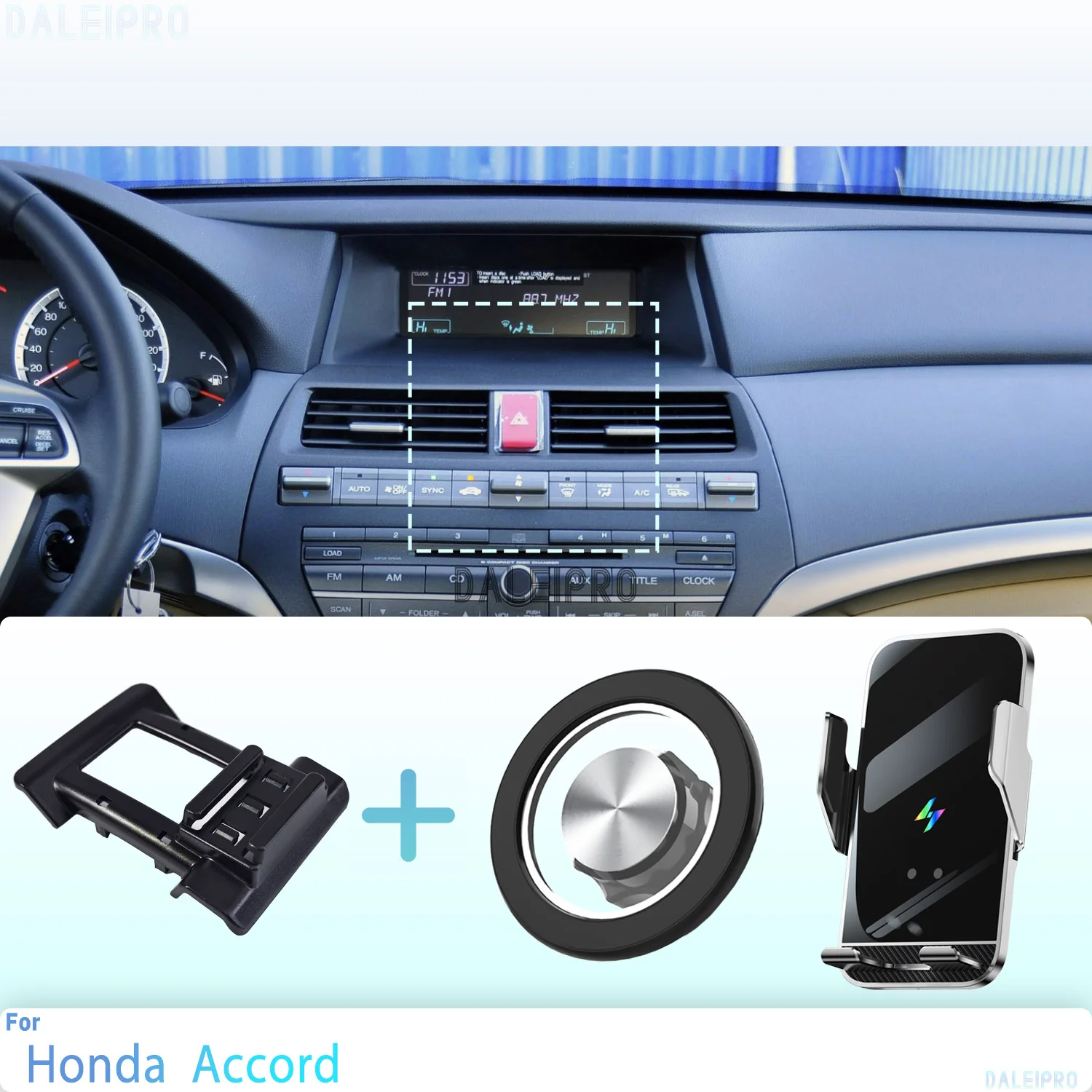 Made For Honda Accord 8th Gen 2008-2012 Phone Holder Car Magnetic Mount Smart Sensing Wireless Charging One-Touch Release Qi