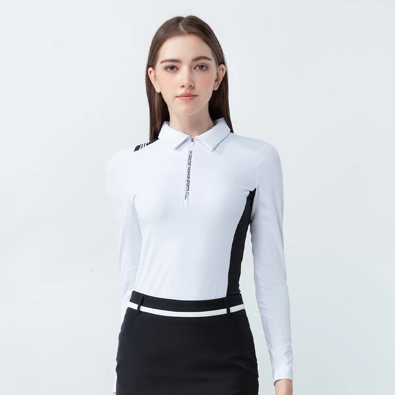 Golfist Autumn and Winter Women's Slim Fit Quick Dry Breathable Polo Shirt Long Sleeve Golf Apparel