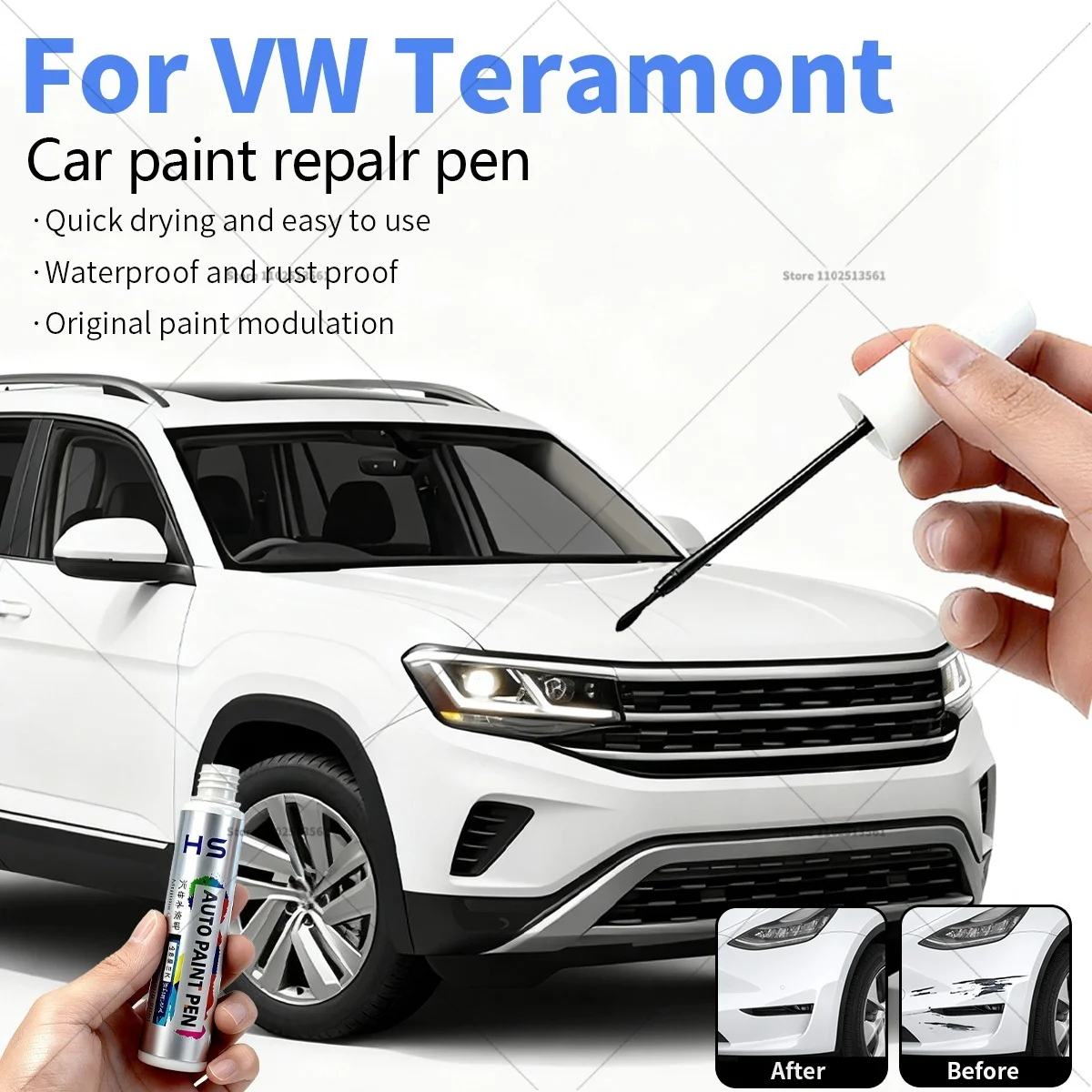 

For Volkswagen Teramont Car Paint Repair Pen Touch Up Scratch Remover DIY Auto Accessories Black White Gold Silver Brown Grey