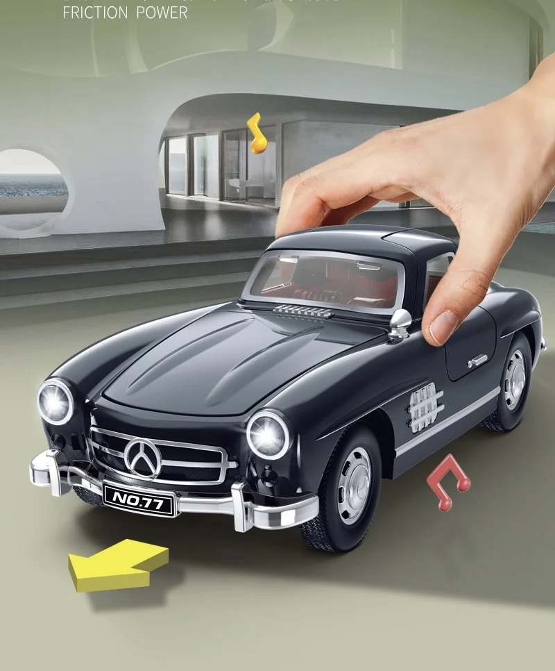 قطعة واحدة من لعبة سيارة الأطفال، موسيقى خفيفة، سيارة كلاسيكية، فتح باب يدوي، نموذج مصبوب لتزيين المنزل، مجموعة الحلي هدية