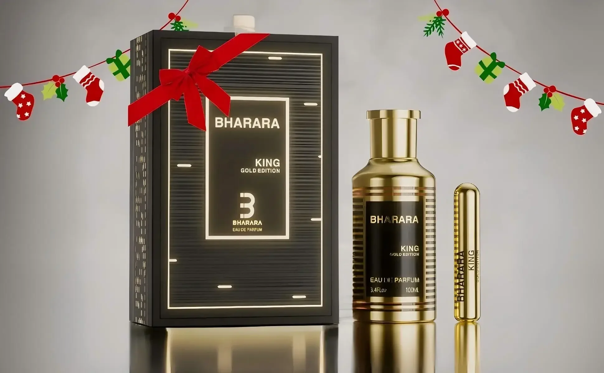 Bharara King Gold Edition EDP 3.4oz/100ml – كولونيا خشبية كهرمانية قوية تدوم طويلاً، هدية فاخرة له عيد الميلاد والهالوين