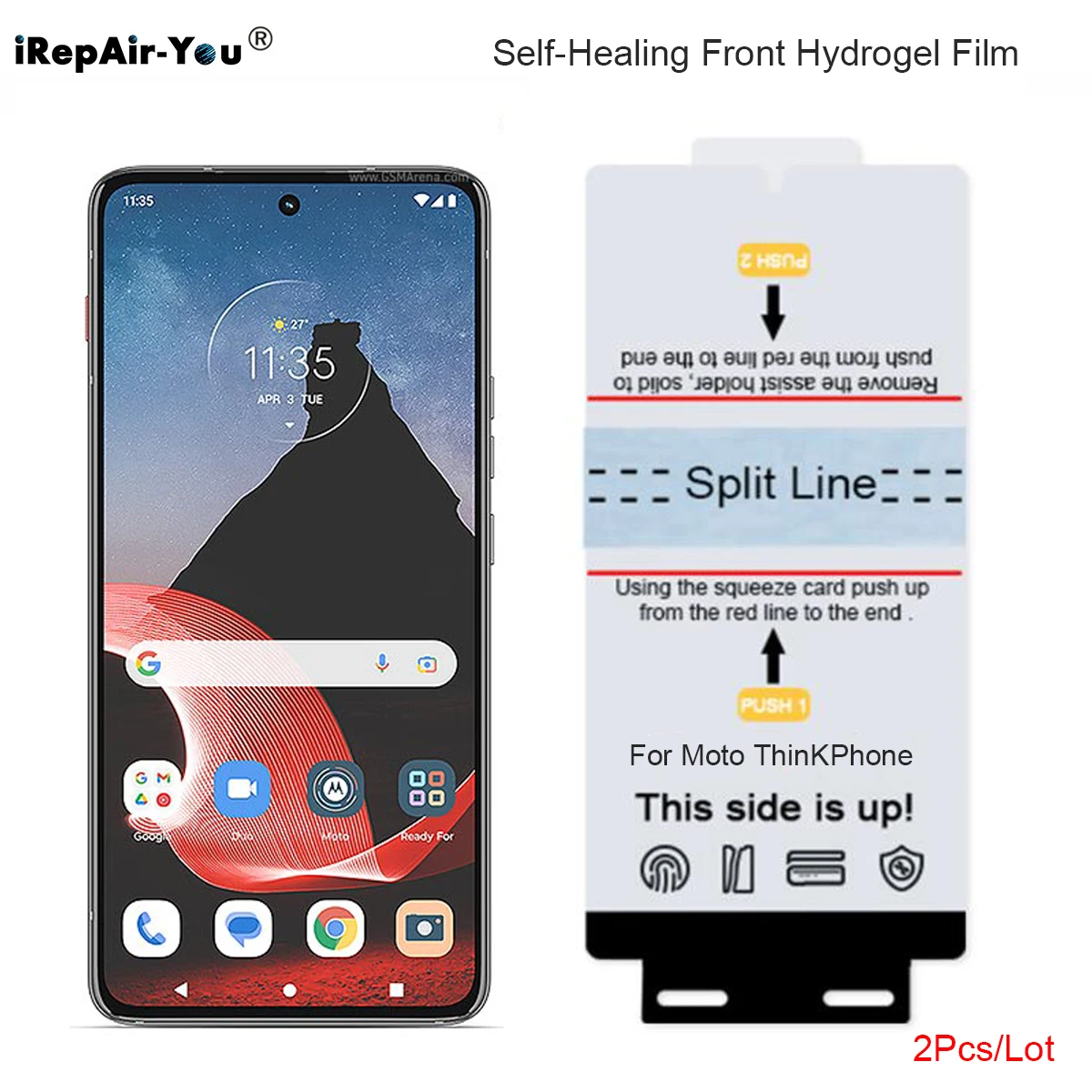 2Pcs HD Glossy Front Hydrogel Gel Film For Motorola ThinKPhone Soft TPU Screen Protector With Fix Tools