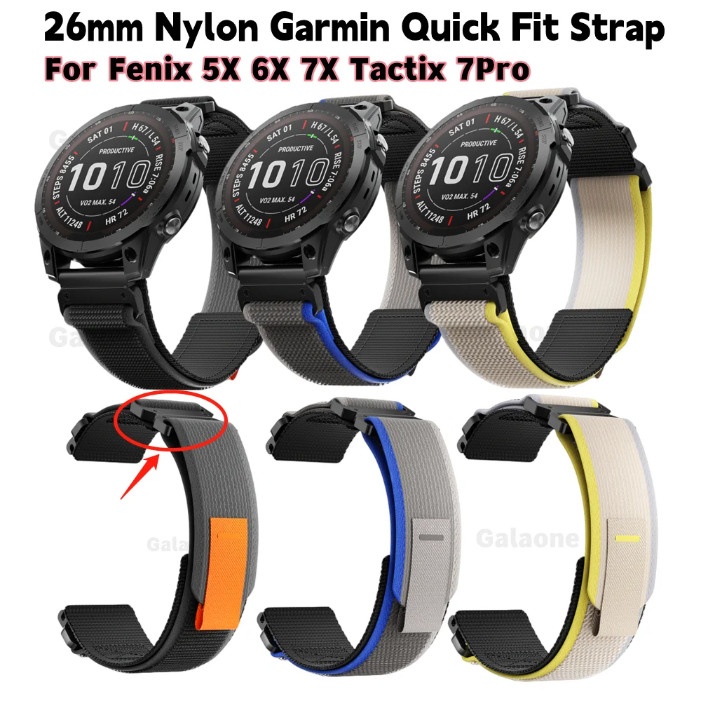 

Garmin 26mm Trail Loop Nylon Easy Fit Strap Wristband Replaceable Watch Band For Fenix5XPlus/6X/6XPro/7X Quick Release Bracelet