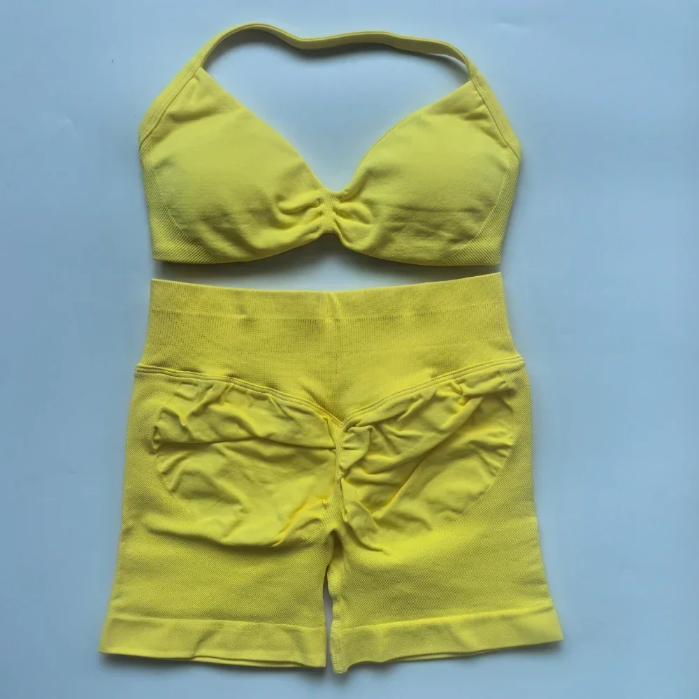 2-teiliges Gym-Set für Damen: Trägerloses Yoga-Bra-Top, High-Waist-Workout-Shorts, Sportanzug, nahtloses Yoga-Set, Fitnesskleidung – Detail 21