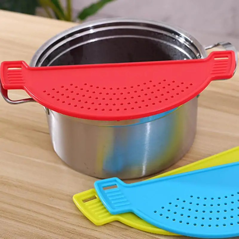 Pasta Plastic Water Filter Baffle Universal Draining Clip On Pot Strainer Rice Drainer Draining Excess Liquid Kitchen Gadgets