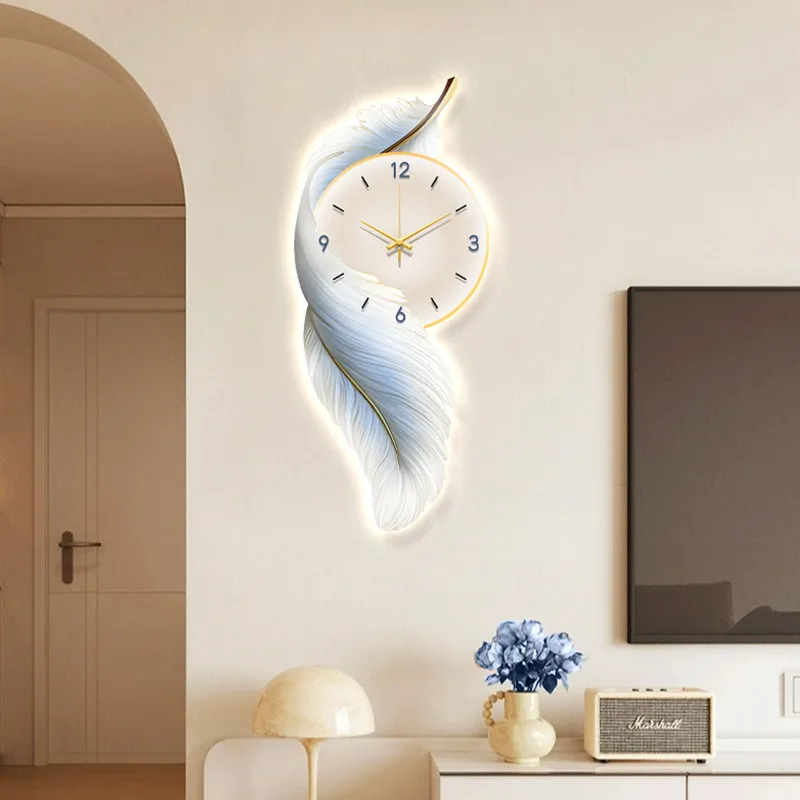 White Nordic Style Wall Clock Night Light Elegant Extra Large Cute Digital Clock Living Room Relojes De Pared Home Decor Items