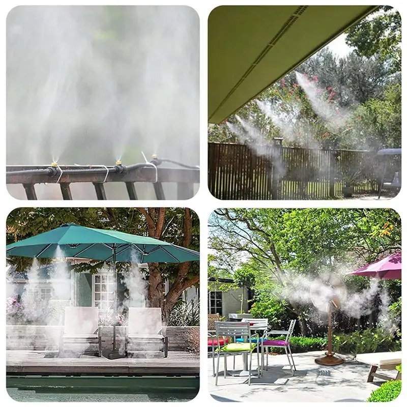AB66-2X Misting Cooling System Outdoor,Misting System For Patio,49FT(15M) Misting Line With 12 Brass Mist Nozzles