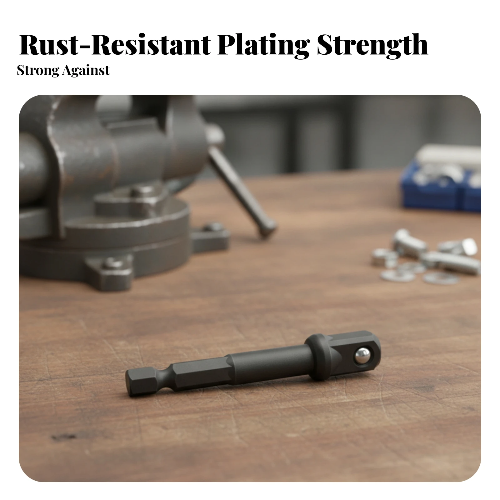Cylindrical Hex to Square Drive Adapter Tool Accessory Darkened 6.35 Mm Hex Driver Adapter Forged-Looking for Impact Wrenches view 2