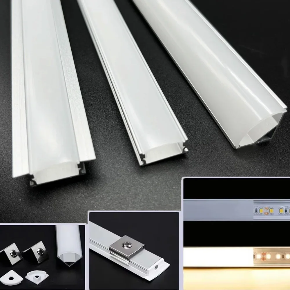 U/V/YW Style Perfil Aluminio Led Corner Aluminium Profile Channel Holder for LED Strip Light Bar Cabinet Lamp Kitchen Closet